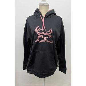Bushmaster Women's Pullover Hoodie Sweatshirt Black Pink Real Tree Medium